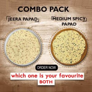 Jeera Papad 200gm + Medium Spicy Papad 200gm